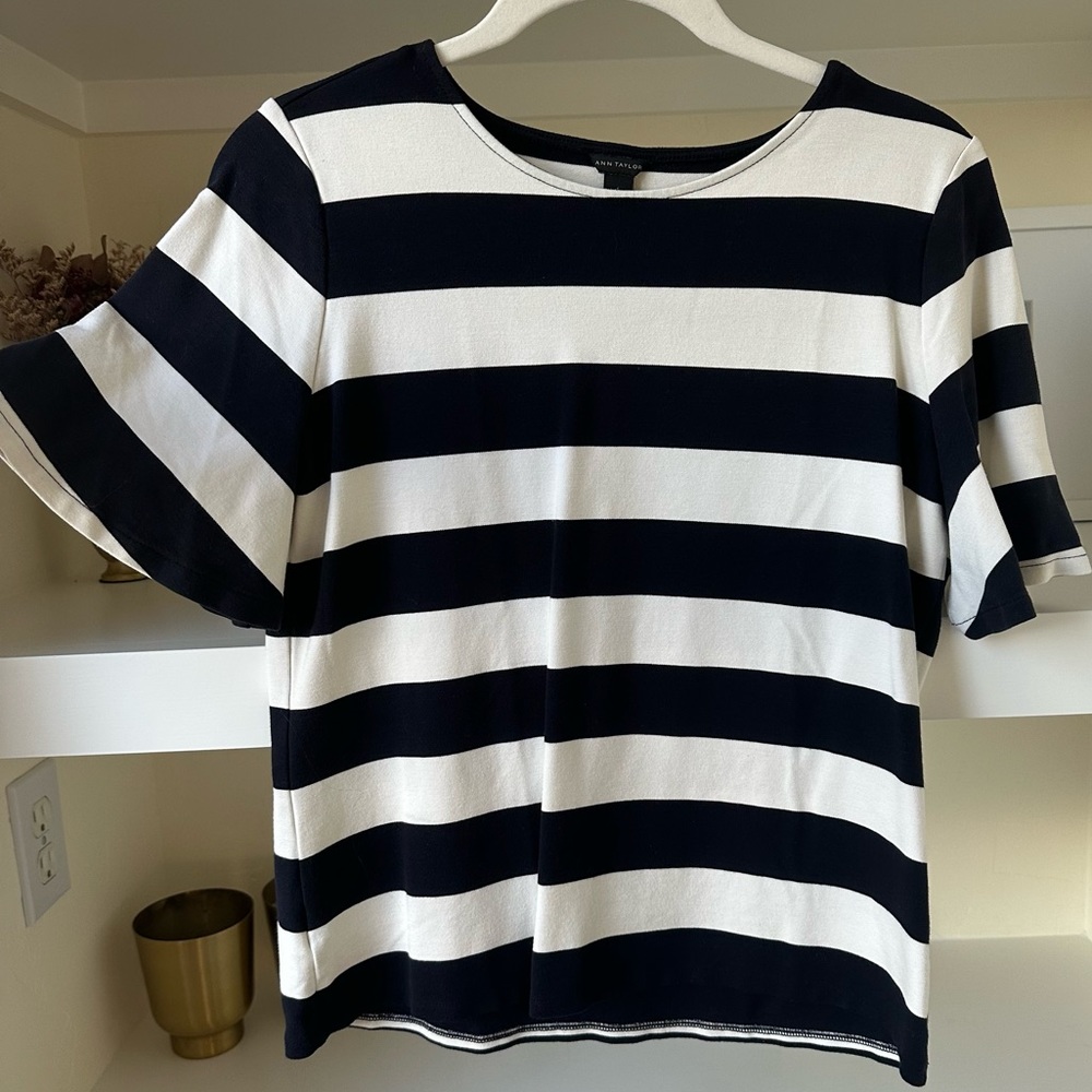 Navy and White Stripped Top
